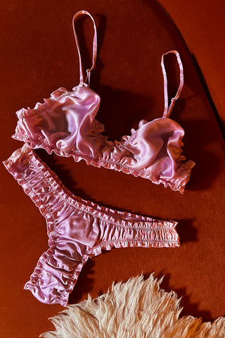 Oleander Thong in Organic Dyed Rose Pink Silk Charmeuse