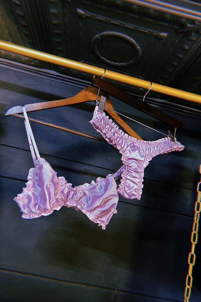 Oleander Thong in Organic Dyed Lilac Purple Silk Charmeuse