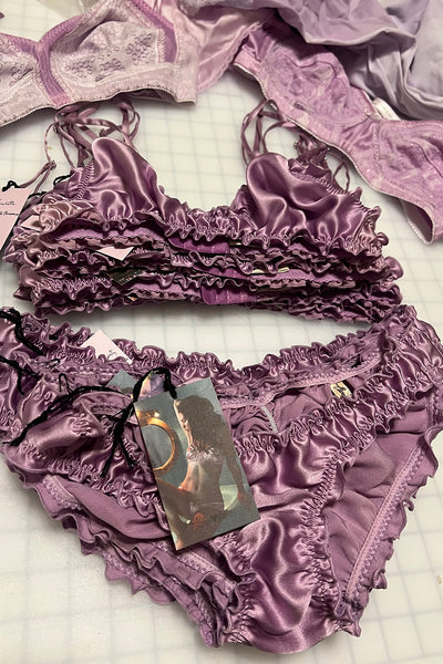 Oleander Bralette in Organic Dyed Lilac Purple Silk Charmeuse