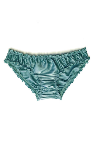 Oleander Bloomer Panty in Organic Dyed Seafoam Teal Silk Charmeuse