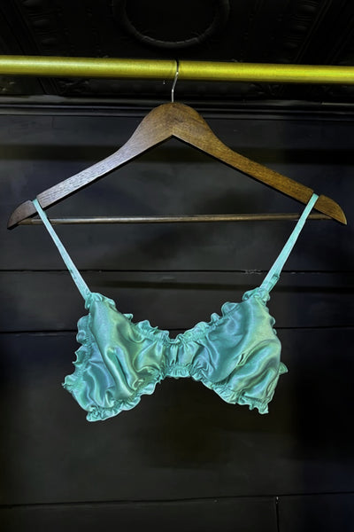 Oleander Bralette in Organic Dyed Seafoam Teal Silk Charmeuse