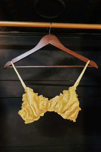 Oleander Bralette in Organic Dyed Marigold Yellow Silk Charmeuse