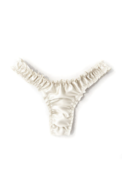 Oleander Thong in Organic Dyed Ivory Silk Charmeuse