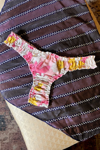 Ready to Ship Oleander Thong in Vintage 1960's Pink Lemonade Cotton Floral Size S