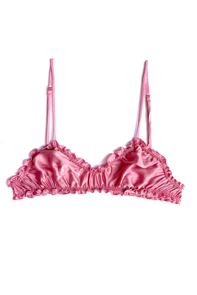 Oleander Bralette in Organic Dyed Rose Pink Silk Charmeuse