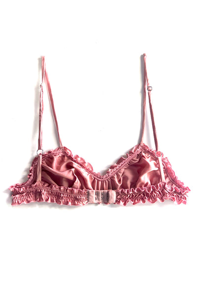 Oleander Bralette in Organic Dyed Rose Pink Silk Charmeuse