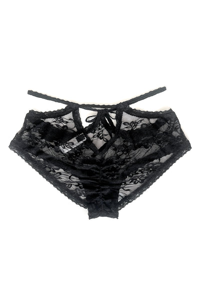 Rosehip Tie Panty in Black Surplus Lace