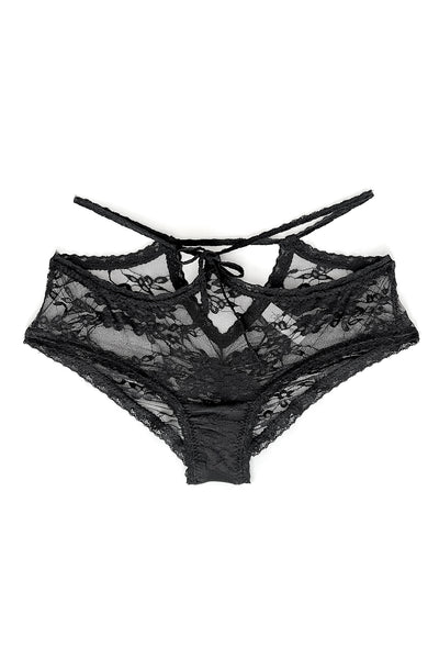 Rosehip Tie Panty in Black Surplus Lace