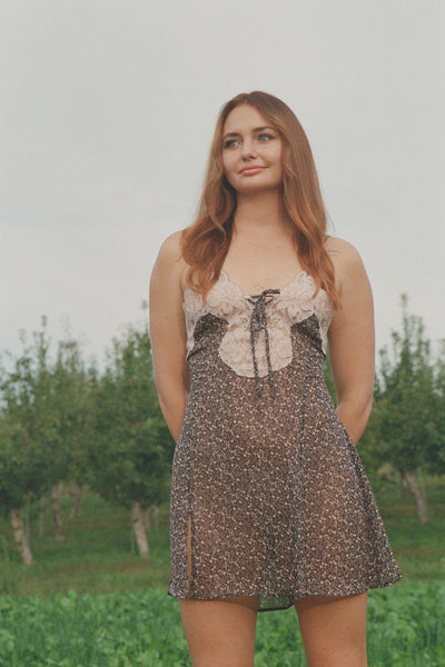 Belladonna Slip Dress in Deadstock Chiffon and Vintage Lace (multiple colors)