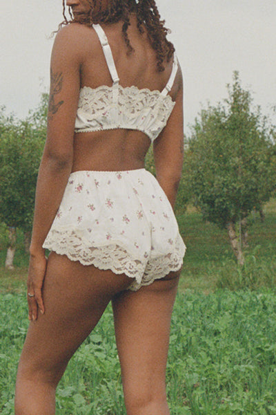 Finisterre Bralette Top in Vintage Floral Flannel and Lace