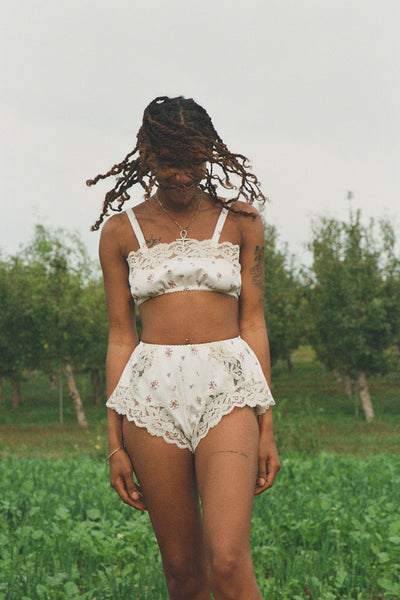 Finisterre Bralette Top in Vintage Floral Flannel and Lace