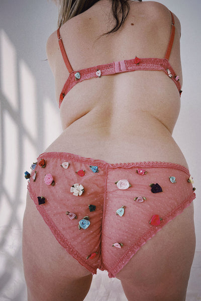 LAST ONE Rosette Panty in Swiss Dot Mesh