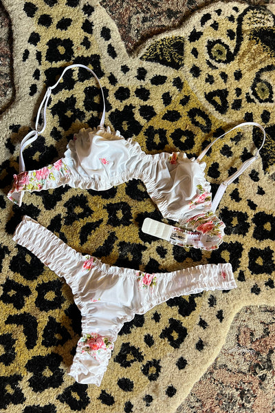 Ready to Ship Oleander Thong in Vintage Rose Print Cotton Size L