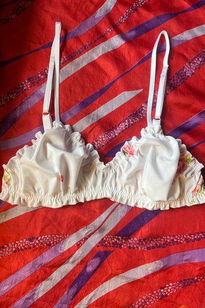 READY TO SHIP Oleander Bralette in Vintage Rose Print Cotton Size S