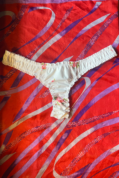 Ready to Ship Oleander Thong in Vintage Rose Print Cotton Size L
