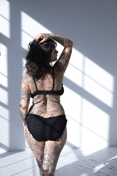 3 PIECE GIFT SET | Oleander Bralette + Bloomer + Thong in Black Tencel Modal Jersey