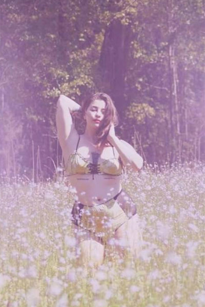 LOW STOCK Cardamine Bralette in Greener Grass Vintage Fabric