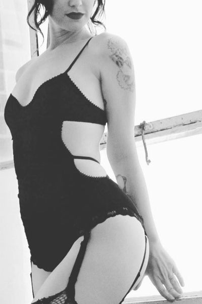 RETIRING 11/13 Eternal Daze Bodysuit in Black Silk Charmeuse