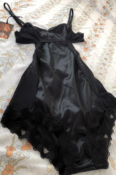 RETIRING 11/13 Eternal Daze Bodysuit in Black Silk Charmeuse