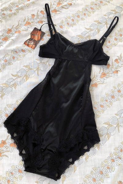 RETIRING 11/13 Eternal Daze Bodysuit in Black Silk Charmeuse