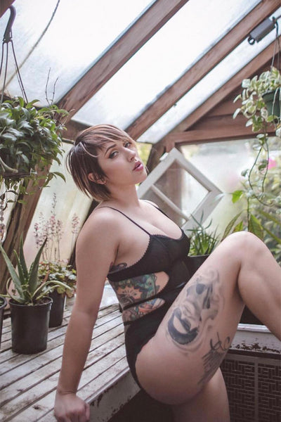 RETIRING 11/13 Eternal Daze Bodysuit in Black Silk Charmeuse