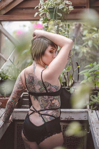 RETIRING 11/13 Eternal Daze Bodysuit in Black Silk Charmeuse