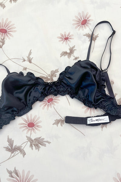 RETIRING 11/13 Florid Bralette in Black Deadstock Satin