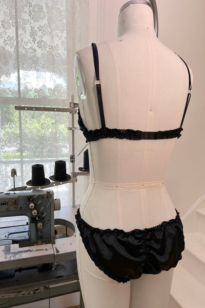 RETIRING 11/13 Florid Bralette in Black Deadstock Satin