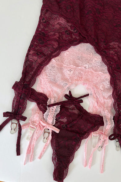 Rosehip Garter Tank in Two Toned Lace