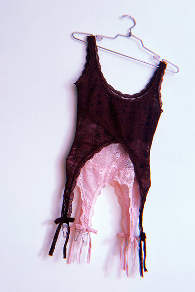 Rosehip Garter Tank in Two Toned Lace
