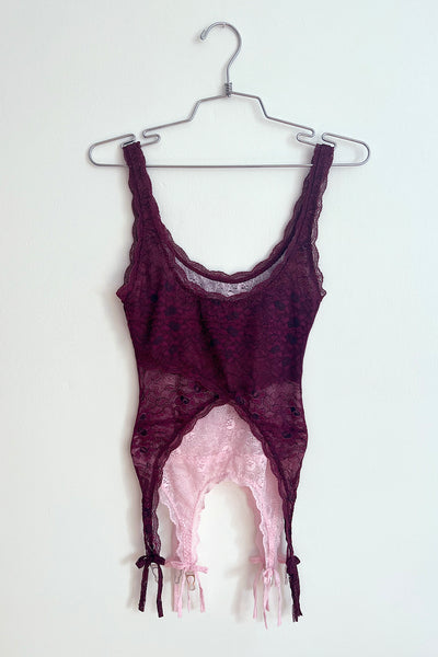 Rosehip Garter Tank in Two Toned Lace